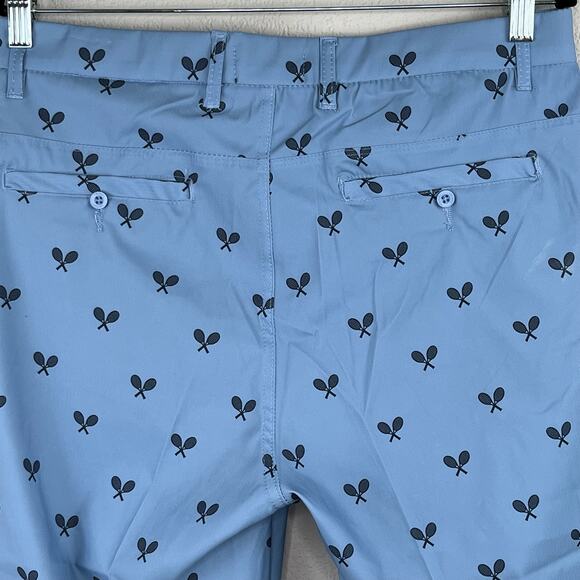 Golf Surf & Swim Co. Light Blue Riviera Tennis Print Chino Golf Shorts 32 NWT - Picture 9 of 15
